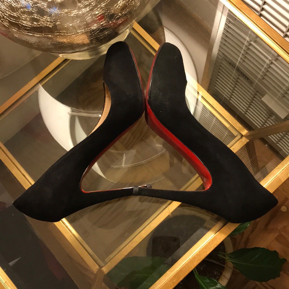 Black suede pumps